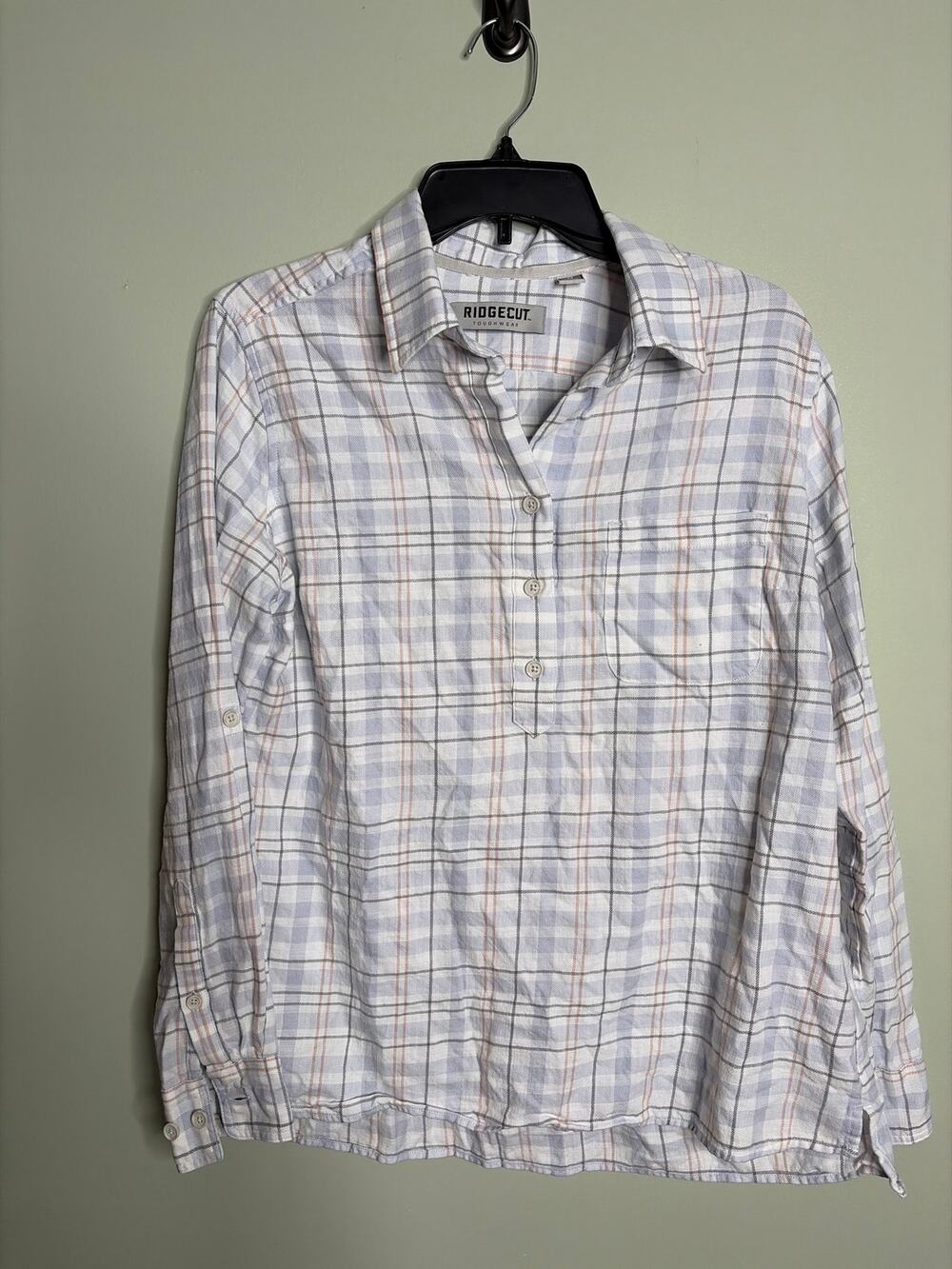 Ridgecut Toughwear Half Button Plaid Shirt Medium